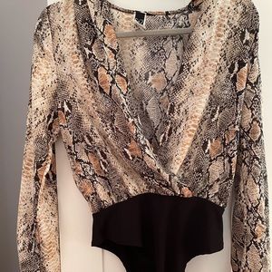 Snake skin long sleeve bodysuit